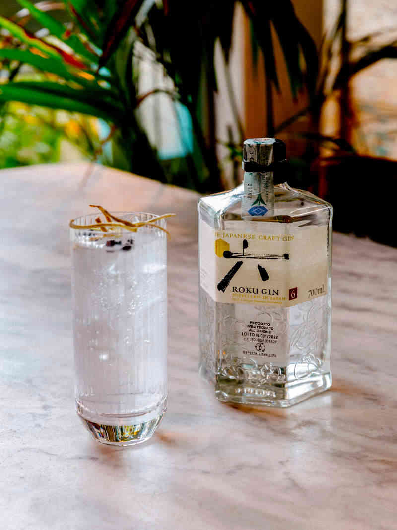 Gin tonic con bottiglia