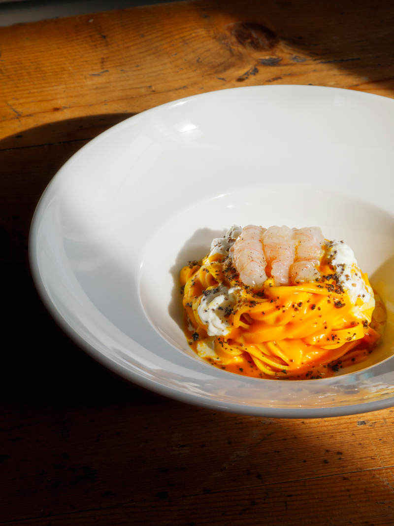 Carbonara di mare con scampi freschi